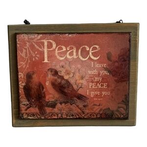 PEACE John 14:27 Demdaco Wood Plaque Square Chain Hanging Sign Wall Door Decor